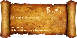 Blumm Armand névjegykártya